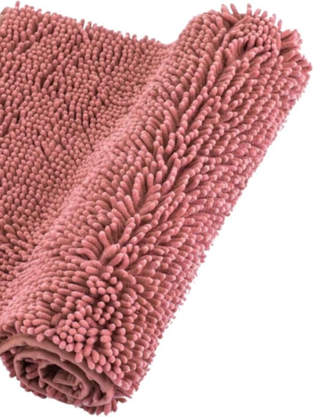Chenille Bathroom Rugs Non Slip Bath Mat Quick Dry Pink, 24" x 40"